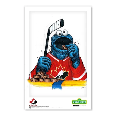 Affiche de Hockey Canada Cookie Monster 11 po x 17 po de Sesame Street