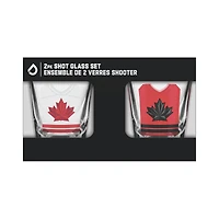Ensemble de 2 verres à liqueur Hockey Canada (uniformes domicile et extérieur)