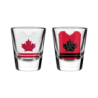 Hockey Canada Home & Away Uniforms 2-Pack Shot Glass Set