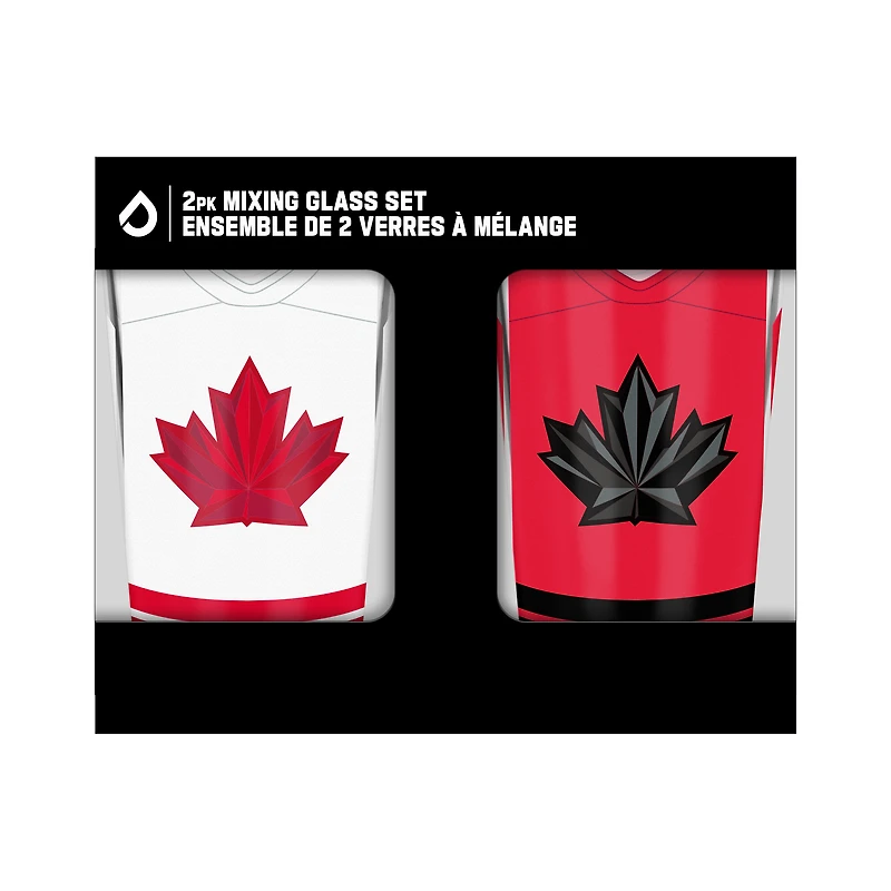 Ensemble de deux verres à mélange Hockey Canada 16 oz (473 ml) domicile et extérieur