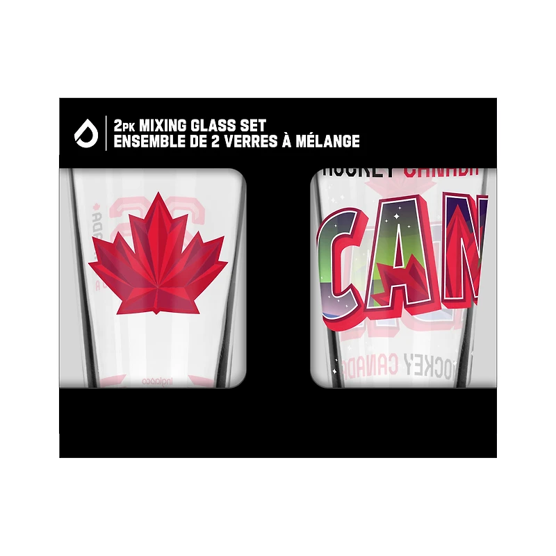 Ensemble de deux verres à mélange Hockey Canada de 473 ml (16 oz) avec logo principal et paysage