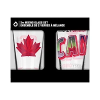 Ensemble de deux verres à mélange Hockey Canada de 473 ml (16 oz) avec logo principal et paysage