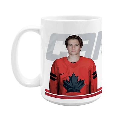 Mug en céramique 15 oz avec photo de Macklin Celebrini (Hockey Canada)