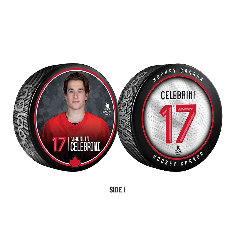 Ensemble de 2 rondelles de collection Macklin Celebrini Hockey Canada Souvenir