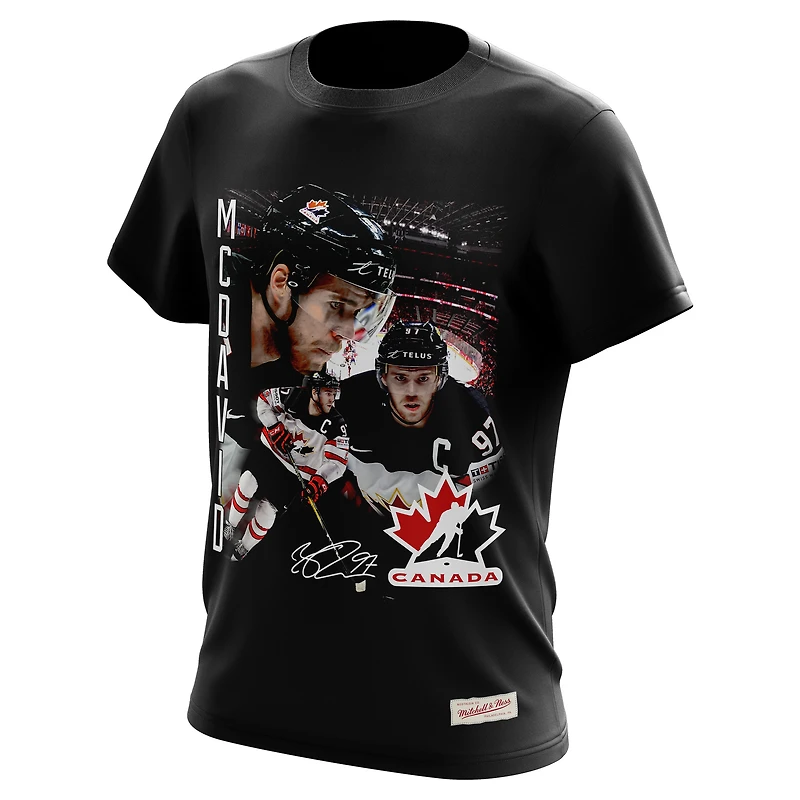 T-shirt Mitchell & Ness Connor McDavid noir pour homme, Hockey Canada, nom et numéro