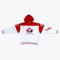 Sweat à capuche en polaire Mitchell & Ness Connor McDavid blanc pour homme, avec nom et numéro de Hockey Canada