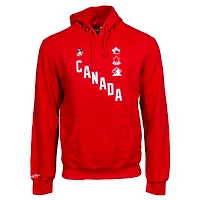 Chandail à capuchon en diagonale pour homme Mitchell & Ness Red Hockey Canada IIHF World Junior Championship