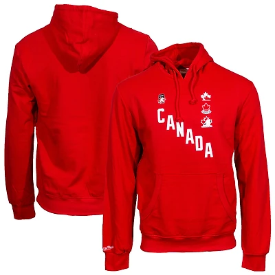 Chandail à capuchon en diagonale pour homme Mitchell & Ness Red Hockey Canada IIHF World Junior Championship