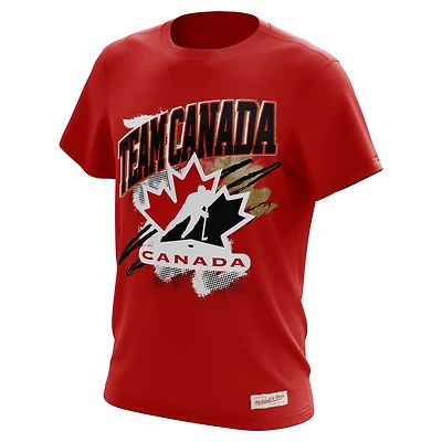 T-shirt Mitchell & Ness rouge Hockey Canada Trash Polka pour homme