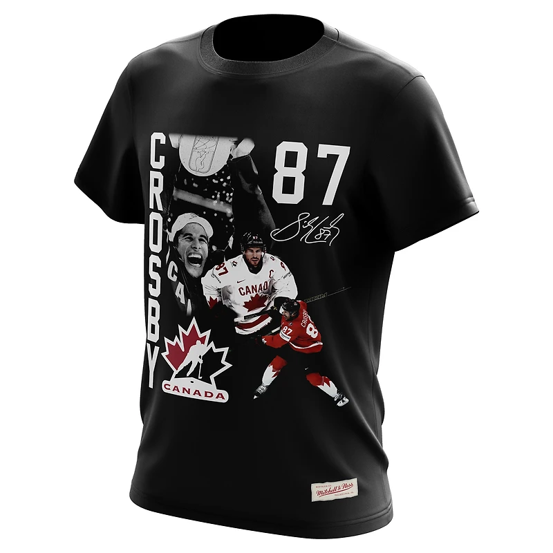 T-shirt Mitchell & Ness Sidney Crosby noir pour homme, Hockey Canada, nom et numéro