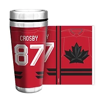 Mug de voyage Sidney Crosby Hockey Canada Jeux olympiques d'hiver 2026, 473 ml (16 oz), en forme de maillot intégral.