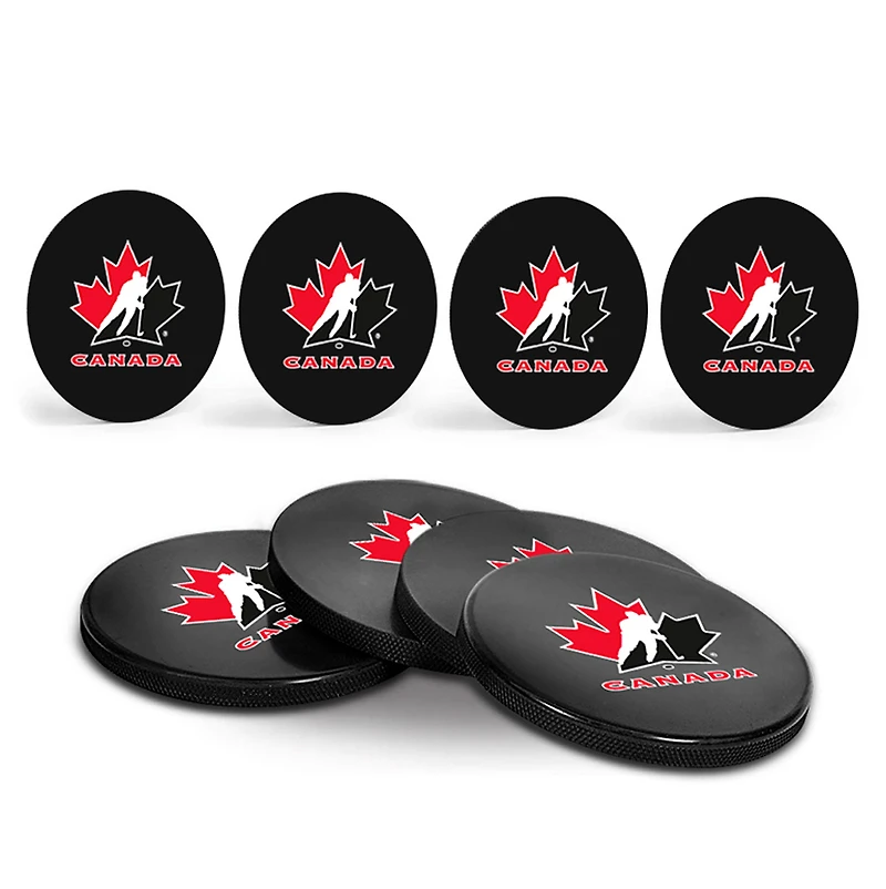 The Sports Vault Hockey Canada Ensemble de quatre dessous de verre en forme de rondelle
