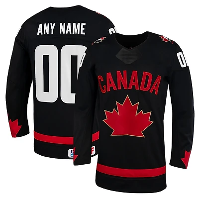 Maillot réplique alternatif personnalisé unisexe noir de Hockey Canada