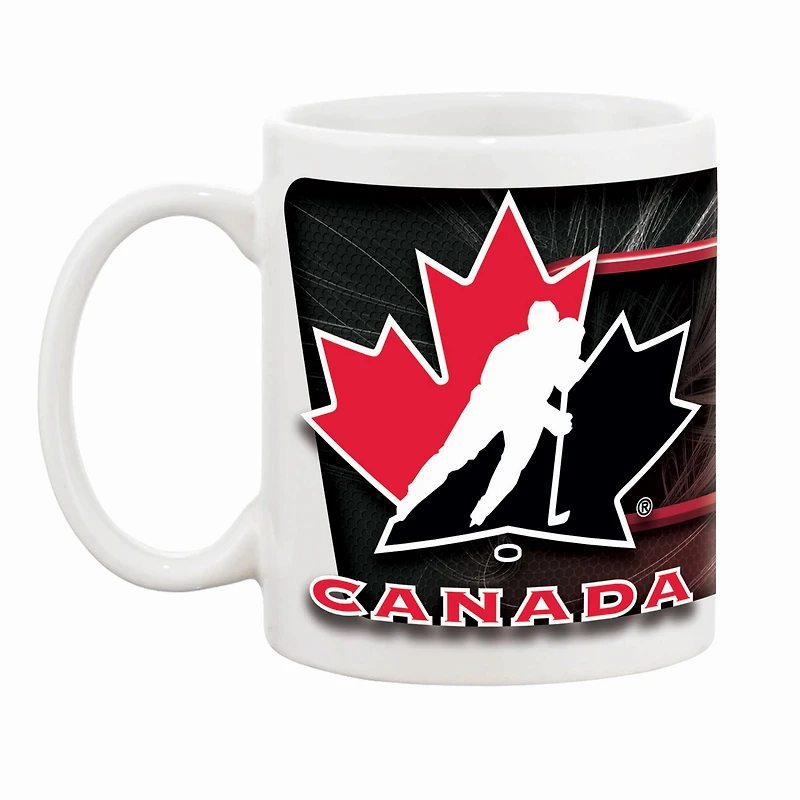 Blanc Canada Hockey 11oz. Tasse à café sublimée
