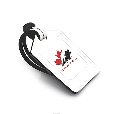 White Hockey Canada Personalized Leather Luggage Tag