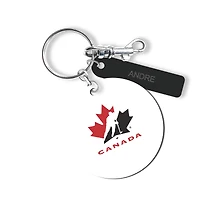 Étiquette de sac ronde en cuir blanche Hockey Canada personnalisée