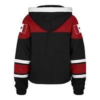 Women's '47 Black Hockey Canada Cropped Superior Lacer Pullover Hoodie