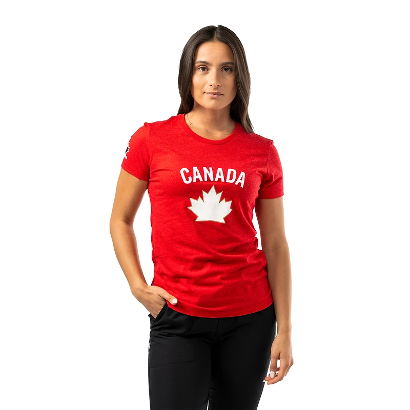 T-shirt graphique rouge de Hockey Bauer pour femmes, motif Canada