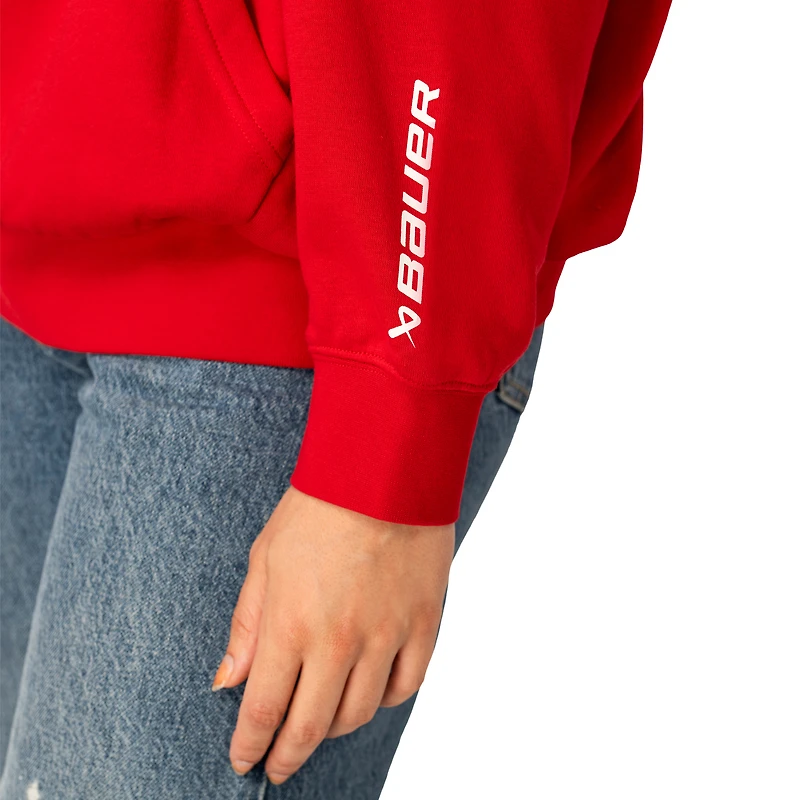 Sweat à capuche léger Bauer Hockey rouge Canada pour femmes