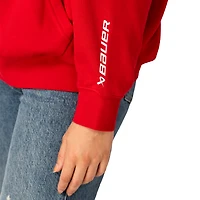 Sweat à capuche léger Bauer Hockey rouge Canada pour femmes