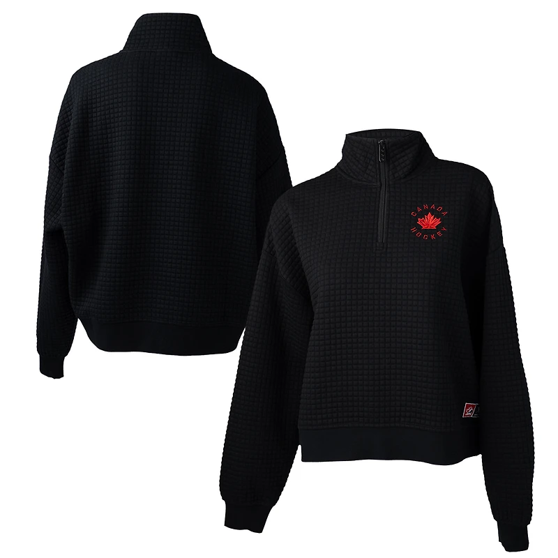 Women's Black Hockey Canada Quilted Half-Zip Jacket