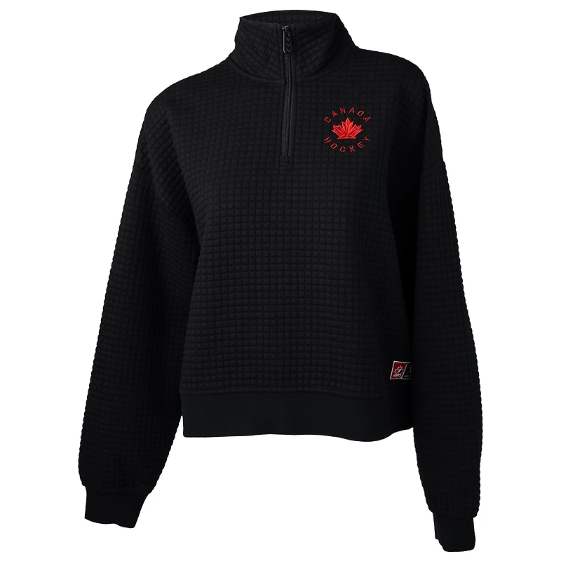 Women's Black Hockey Canada Quilted Half-Zip Jacket