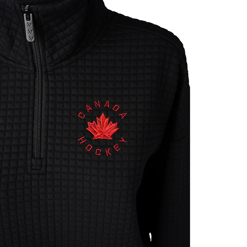 Veste matelassée demi-zip noire pour femme Hockey Canada