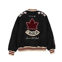 Veste bomber universitaire à boutons-pression noirs Hockey Canada Leaf & Legacy pour femmes de SPORTS CLUB ATELIER