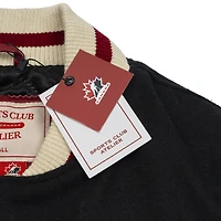 Women's SPORTS CLUB ATELIER  Black Hockey Canada Leaf & Legacy Full-Snap Varsity Bomber Jacket