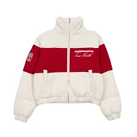 Veste d'hiver en maille zippée intégrale couleur crème de l'atelier SPORTS CLUB ATELIER pour femmes, Hockey Canada.
