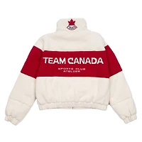 Women's SPORTS CLUB ATELIER  Cream Hockey Canada Apres Knit Full-Zip Puffer Jacket