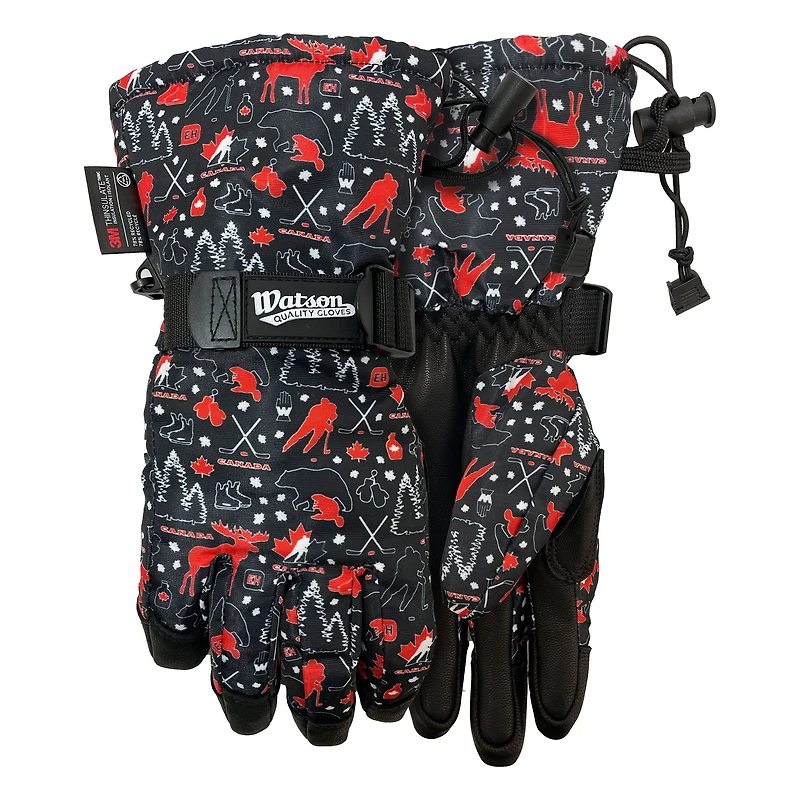 Gants Watson pour jeunes Noir/Rouge Gants North of 49 Hockey Canada