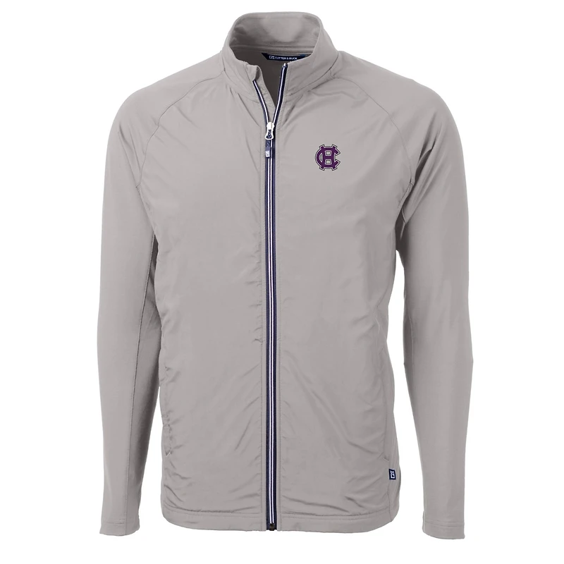 Men's Cutter & Buck Gray Holy Cross Crusaders Big Tall Adapt Eco Knit Hybrid Recycled Full-Zip Jacket