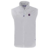 Men's Cutter & Buck  Gray Holy Cross Crusaders Big Tall Charter Eco Full-Zip Vest