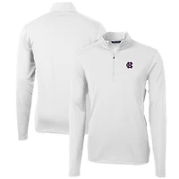 Men's Cutter & Buck White Holy Cross Crusaders Big Tall Virtue Eco Pique Recycled Quarter-Zip Pullover Top