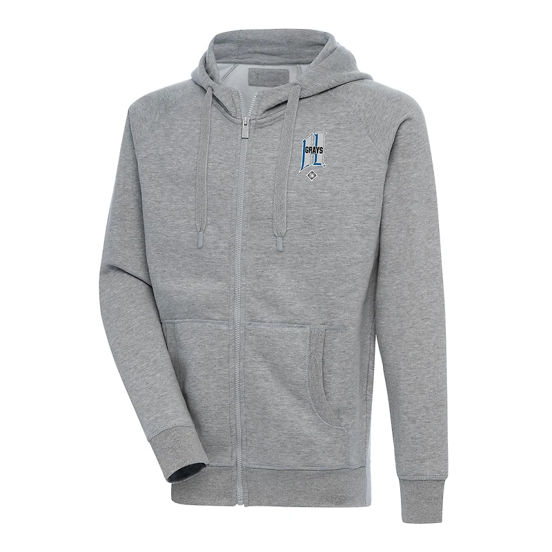 Sweat à capuche zippé intégral Antigua Heather Grey Homestead Grays Victory pour homme