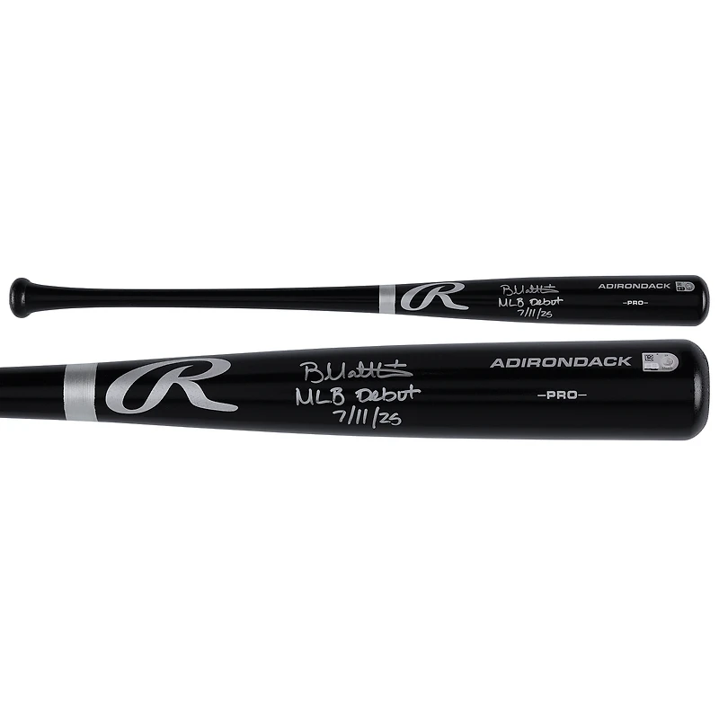 Bâton Rawlings Pro noir autographié par Brice Matthews des Astros de Houston avec inscription « Début en MLB le 11»