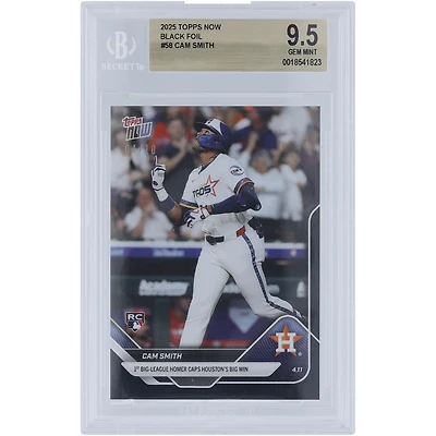 Cam Smith Houston Astros 2025 Topps Now 1st Big League Homer Caps Houston's Big Win Black Foil #58 #4/10 BGS Authenticated 9.5 Rookie Card