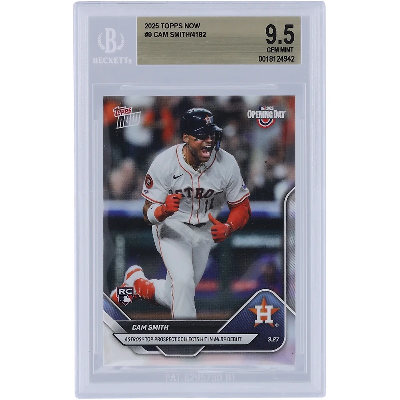 Cam Smith Houston Astros 2025 Topps Now Astros Top Prospect Collects Hit in MLB Beginners #9 BGS Authenticated 9.5 Rookie Card