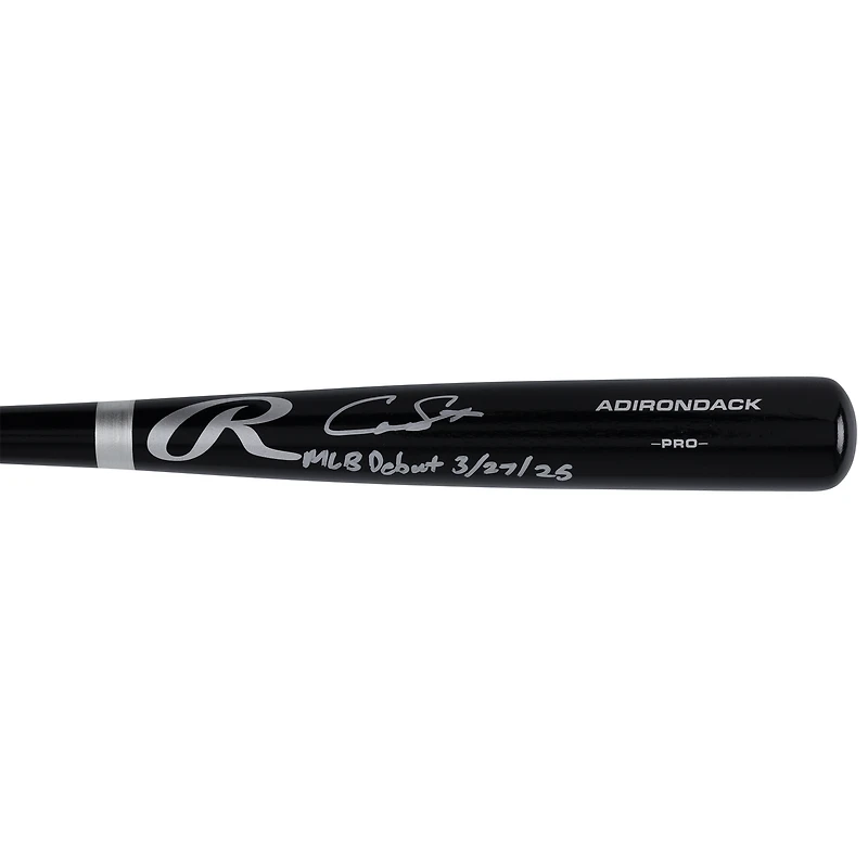 Batte de baseball noire Rawlings Pro autographiée par Cam Smith des Astros de Houston avec l'inscription « MLB Debut 3/27/25 »