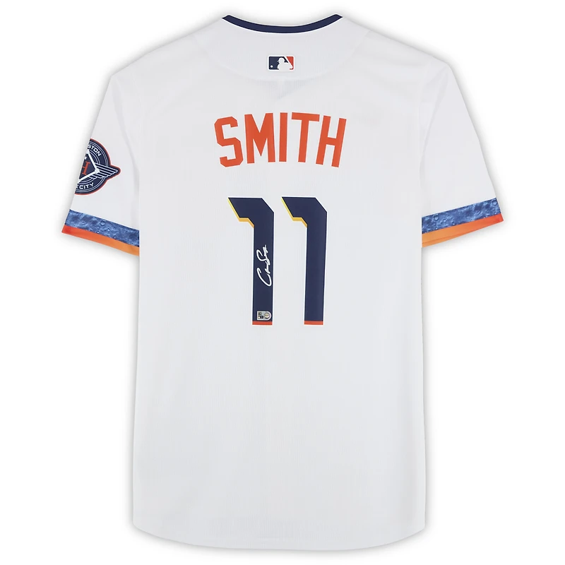 Maillot réplique Nike City Connect blanc autographié de Cam Smith, Houston Astros, collection 2025