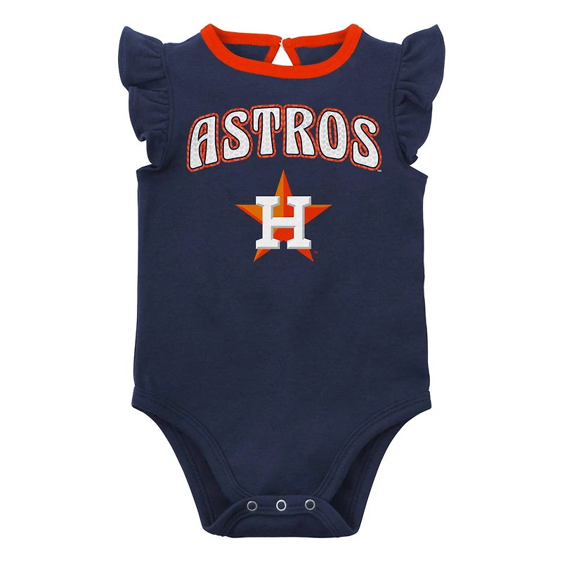 Lot de deux bodys pour nouveau-nés et bébés bleu marine/gris chiné Houston Astros Little Fan