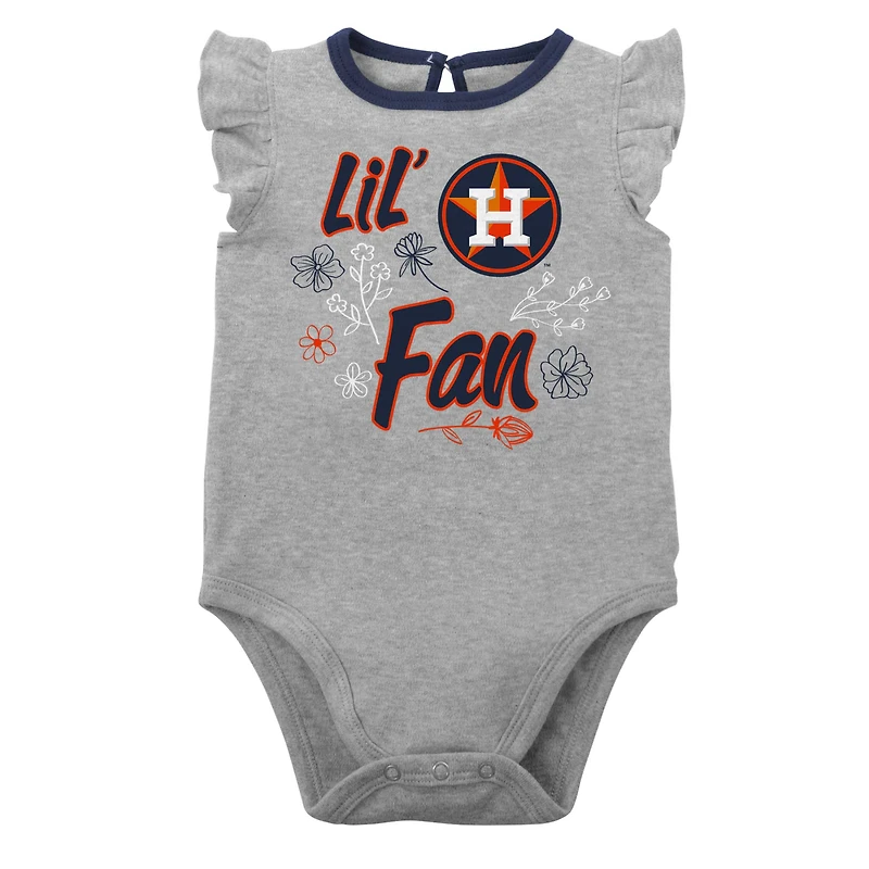 Lot de deux bodys pour nouveau-nés et bébés bleu marine/gris chiné Houston Astros Little Fan