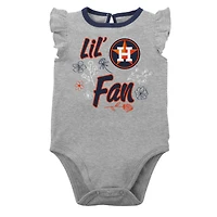 Lot de deux bodys pour nouveau-nés et bébés bleu marine/gris chiné Houston Astros Little Fan