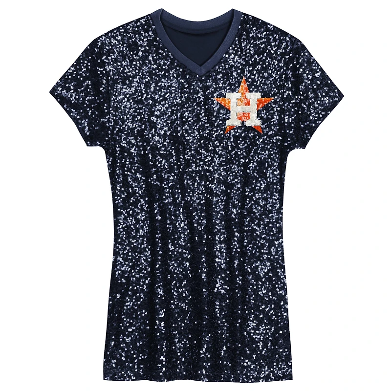 Girls Youth  Navy Houston Astros Sequin V-Neck Dress