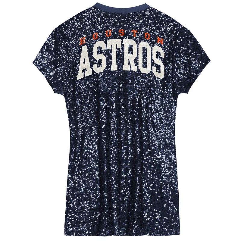 Girls Youth  Navy Houston Astros Sequin V-Neck Dress