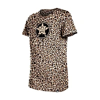T-shirt New Era marron à motif léopard des Houston Astros pour jeunes filles