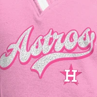 T-shirt raglan à col en V rose pour jeunes filles des Astros de Houston, « Maman et moi » New Era