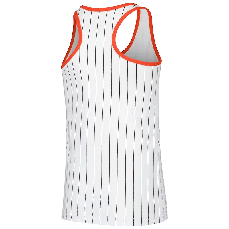 Débardeur blanc à fines rayures New Era pour filles des Astros de Houston