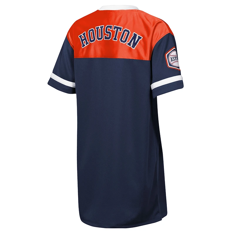 Girls Youth Outerstuff  Navy Houston Astros Big League Cheer V-Neck T-Shirt Dress